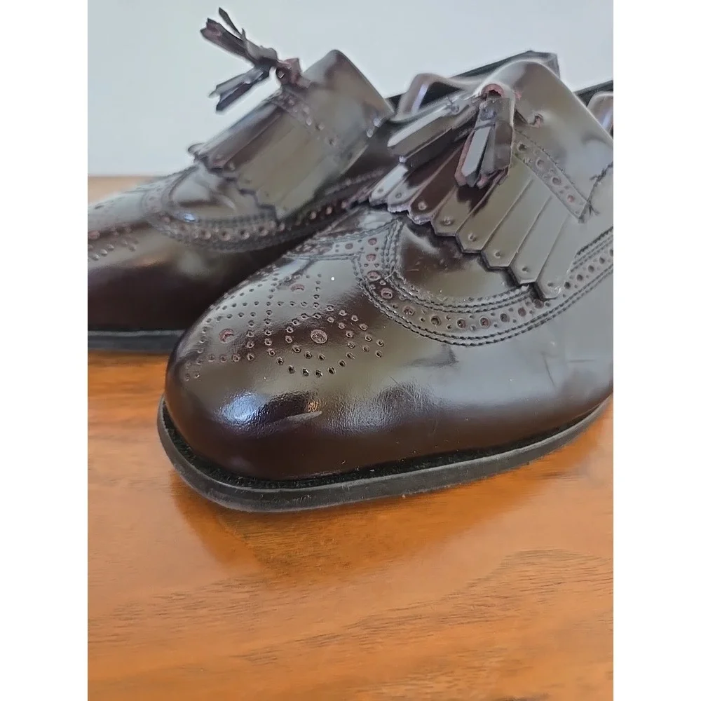 Florsheim Imperial Wingtip Kiltie Tassel Loafers Burgundy Brown 8.5 3E EEE